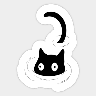 swimming black cat Sticker